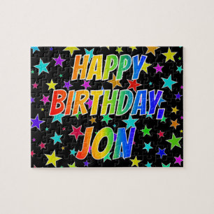 "JON" voornaam, geun "HAPPY BIRTHDAY" Legpuzzel