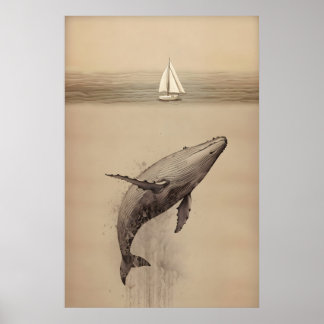 Jona en de Wal Minimalistische Waterverf Bijbel Poster