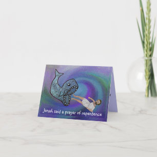 Jonah and the Whale Rosh Hashanah Card Feestdagen Kaart