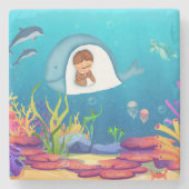 Jonah en de walvis Kinder marmeren Onderzetters (Voorkant)