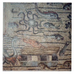 Jonah wordt uitgespat door de walvis, detail van e tegeltje