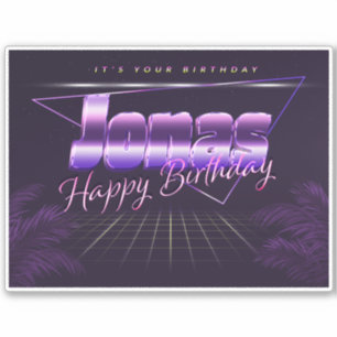 Jonas Nom Prénom autocollant rétro lilas Anniversa