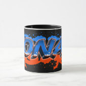 Jonas prénom nom graffiti bleu orange tasse (Centre)