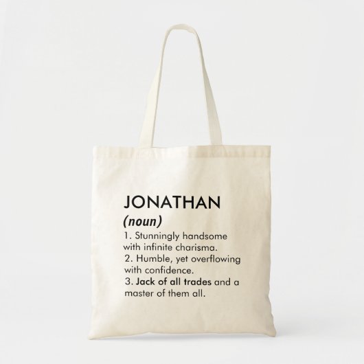 Jonathan naam, Bewerkbare naam, Aangepaste naam Tote Bag (Voorkant)