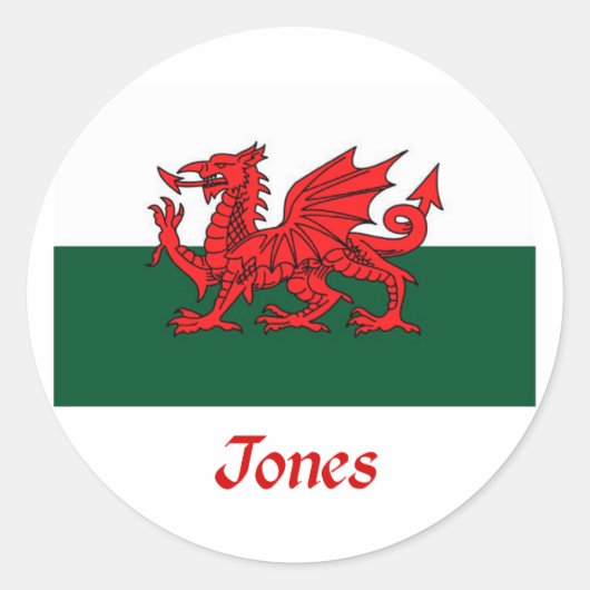 Jones Welsh vlag Ronde Sticker (Voorkant)