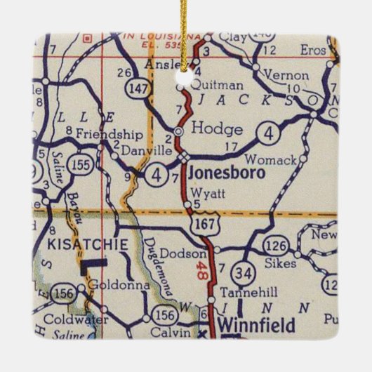 Jonesboro LA  Map Keramisch Ornament (Achterkant)