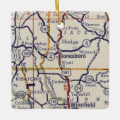 Jonesboro LA  Map Keramisch Ornament (Voorkant)