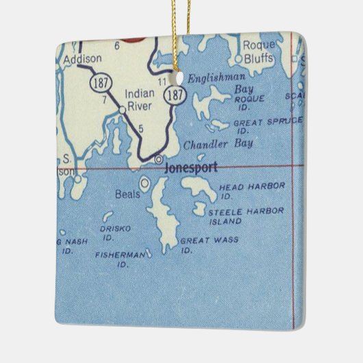 Jonesport Maine Map Keramisch Ornament (Links)