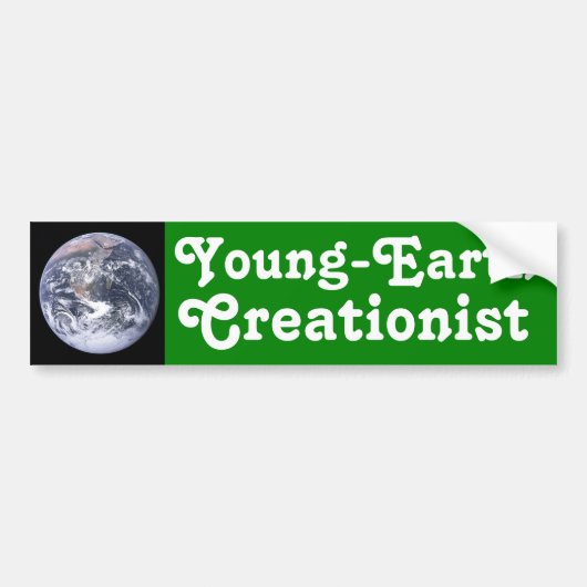 Jong-Aarde creationist Bumpersticker (Voorkant)