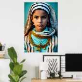jong, arm, bruin meisje uit Noord-Afrika Poster (Thuiskantoor)