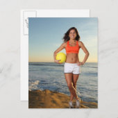 jong , geschikt  vrouw met volleybal briefkaart (Voorkant / Achterkant)