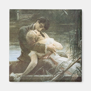 Jong getrouwd stel verliefd (zoenend in een boot) magneet