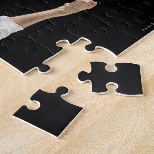 Jong man dat karate schoppen in zwart legpuzzel (Zijkant)