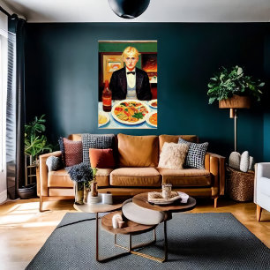 Jong man en feestdiner AI Art Poster