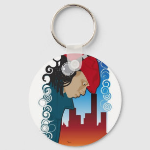 Jong Man met hoofdtelefoon Sleutelhanger