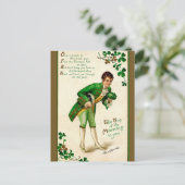 jong Man met shamrock Bouquet Briefkaart (Staand voorkant)
