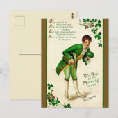 jong Man met shamrock Bouquet Briefkaart (Voorkant / Achterkant)