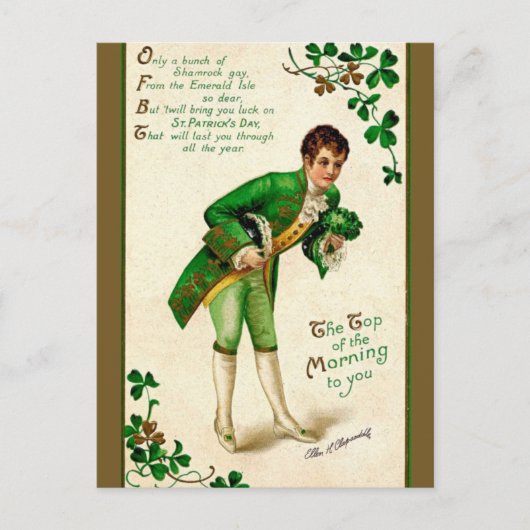 jong Man met shamrock Bouquet Briefkaart (Voorkant)