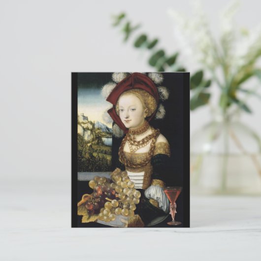 JONG MEISJE, ANTIEK VINEYARD GRAPES EN WIJN BRIEFKAART (Staand voorkant)