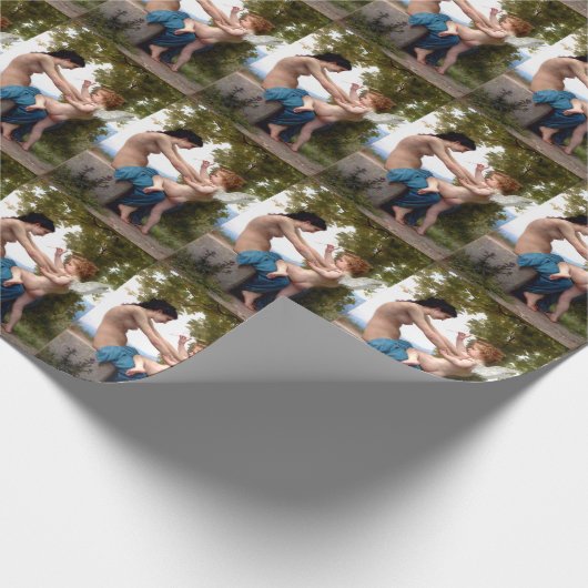 Jong meisje dat zichzelf verdedigt tegen Eros Cupi Cadeaupapier (Hoek)