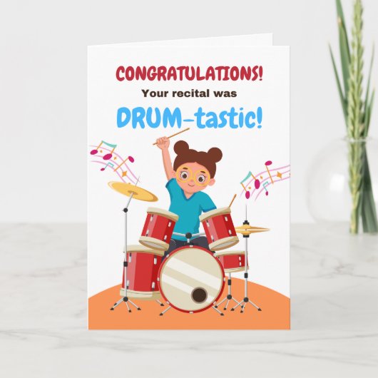 Jong Meisje Gefeliciteerd Drum recital Schattige Kaart (Voorkant)