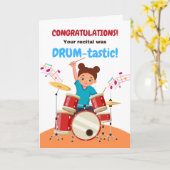 Jong Meisje Gefeliciteerd Drum recital Schattige Kaart (Gele Bloem)