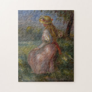 Jong meisje in roze door Renoir Legpuzzel