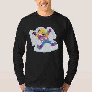 Jong meisje maakt sneeuwengelen Winter T-shirt