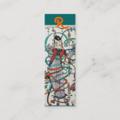 JONG MEISJE MET KLEURRIJKE LINTEN DIE RONDZWIEREN MINI VISITEKAARTJE (Achterkant)