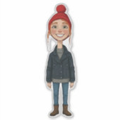 Jong Meisje met Rode Muts en Sticker (Voorkant)