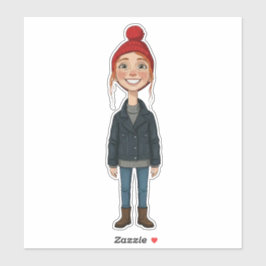 Jong Meisje met Rode Muts en Sticker