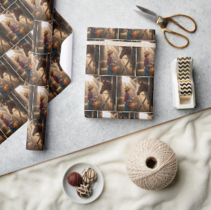 Jong meisje voert een paard een wortel cadeaupapier