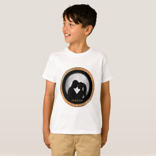Jong paar zwart silhouet die elkaar kussen t-shirt
