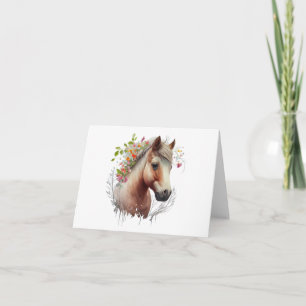 Jong Paard met Bloemen BLANK Kaart