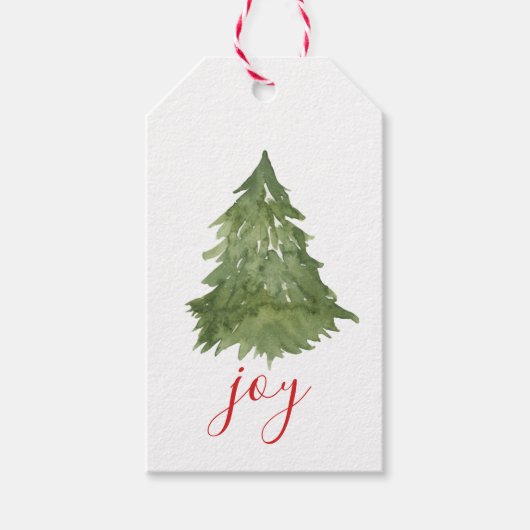 Jong Script Waterverf kerstboom cadeautjes Labels Cadeaulabel (Voorkant)