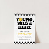 Jong, Wild & Drie, 3e Verjaardag Smiley Gezicht Bo Kaart