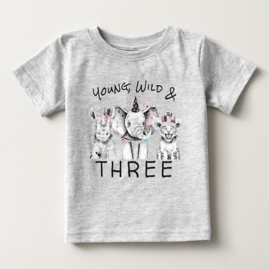Jong Wild & Drie | 3e verjaardag T-Shirt (Voorkant)