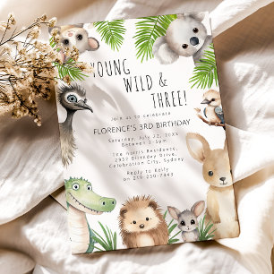 Jong Wild & Drie Australische Dieren Verjaardagsfe Kaart