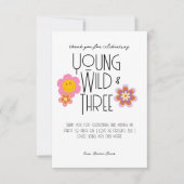 Jong, Wild & Drie | B-Day bedankpas | roze Bedankkaart (Voorkant)