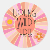 Jong, Wild & Drie | B-Day Favor Sticker | roze (Voorkant)