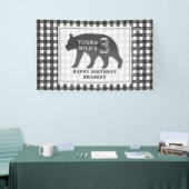 Jong Wild & Drie Beer Gingham Verjaardag Spandoek (Beurs)