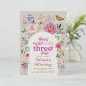 Jong Wild & Drie Boho Wildflower 3e Verjaardag Kaart (Staand voorkant)
