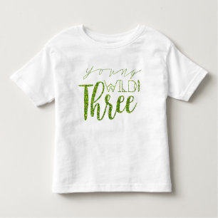 Jong Wild & Drie   Groene Glitter   3e verjaardag Kinder Shirts