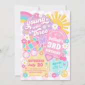 Jong Wild & Drie Groovy Regenboog Verjaardagsfeest Kaart (Voorkant)