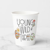 Jong, Wild & Drie | Kind Birthday Cup | Boho Papieren Bekers (Achterkant)