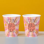 Jong, Wild & Drie | Kind Verjaardagsbekers | roze Papieren Bekers