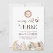 Jong, Wild & Drie Neutrale Bladeren Foto Uitnodigi Kaart (Voorkant)