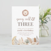 Jong, Wild & Drie Neutrale Bladeren Uitnodigen Kaart (Staand voorkant)