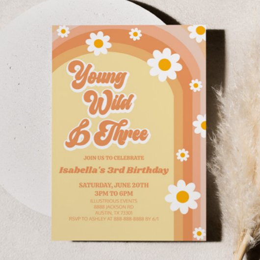 Jong Wild & Drie Retro Daisy 3e Verjaardagsfeest Kaart