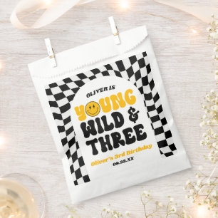 Jong Wild & Drie Retro Derde 3e Verjaardagsfeestje Bedankzakje
